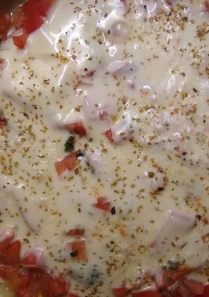 Una foto de Tarta de queso y tomate