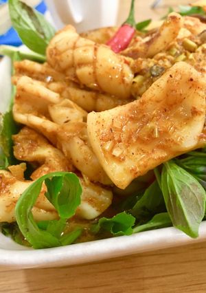 Hình của món Mực xào cà ri ngon quên sầu.