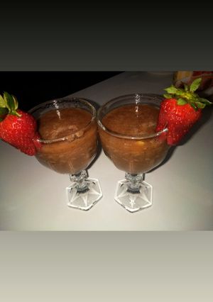 A picture of Strawberries and cucumber smoothy.