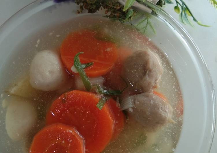 Resep Sup 2 Bakso (Ikan &amp; Daging) Lezat