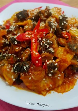 Foto resep Babat Pedas Manis Potato chips
