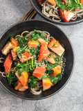 Chilled Soba with Tomato and Molokhia