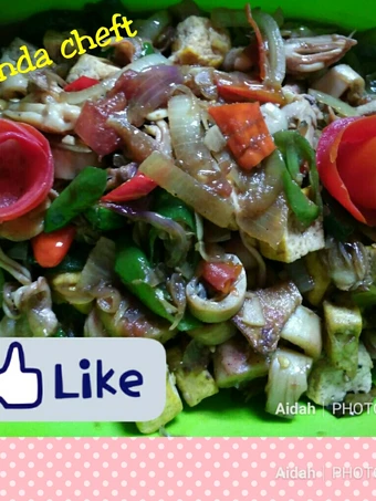 Cara Gampang Membuat Resep  Cumi asin tahu pedas manis yang Lezat, Bikin Ketagihan