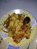 Fried potatoes and Egg sauce