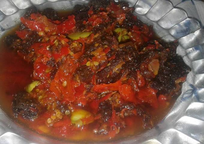 Dendeng+petai balado khas minang(badaruak)