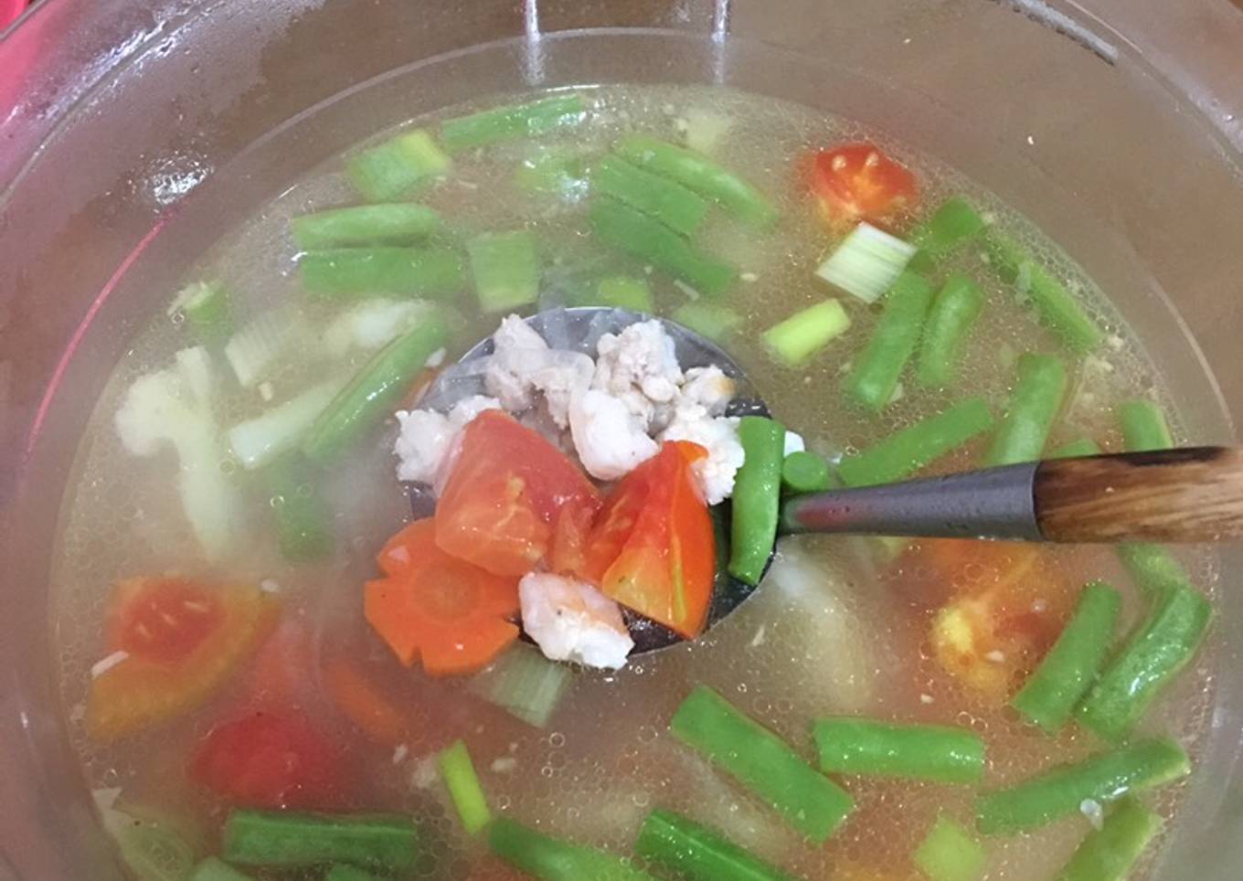 Soup sayur + ayam udang