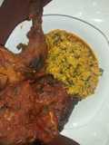 Egusi with grilled chicken and fufu