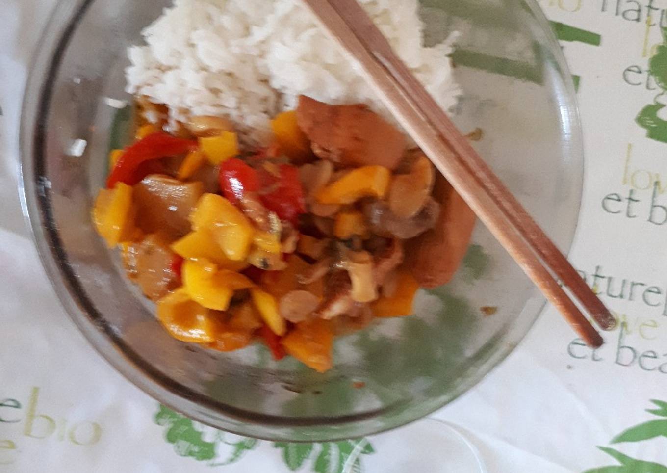 Dés de blanc de poulet à la sauce aigre douce