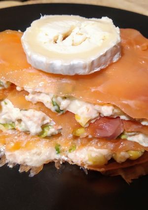 Una foto de "Lasaña" fría de salmón ahumado