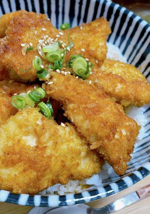 A picture of Tender Chicken Katsu Bowl with Sauce.