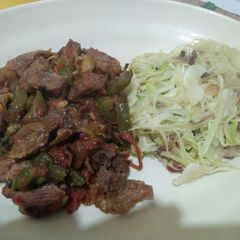 A picture of Pan fried beef.