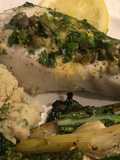 Caper and lemon halibut with butterbean mash