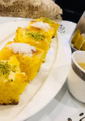 صورة لوصفة بسبوسة الكاروهات