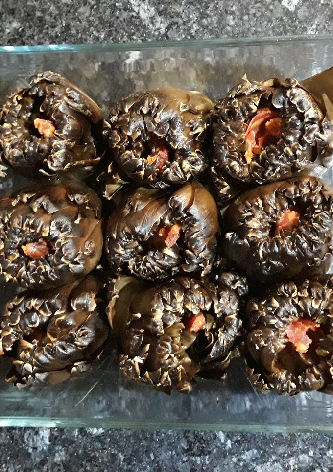 Una foto de Alcachofas al horno con relleno de chorizo