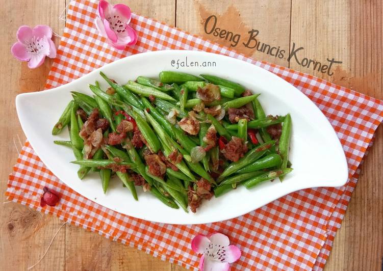 Cara mudah memasak Oseng buncis kornet Lezat