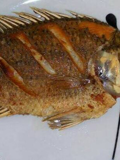 A picture of Deep fried tilapia fish.