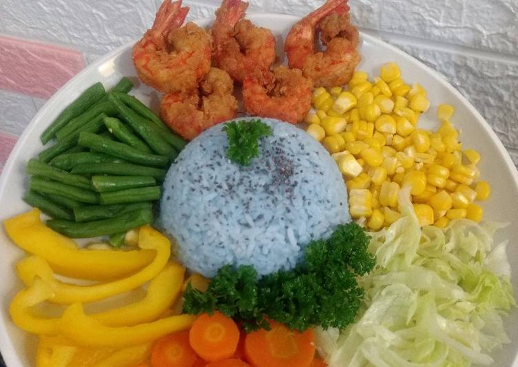 Bahan Nasi biru (bunga Telang) | Langkah Membuat Nasi biru (bunga Telang) Yang Enak Dan Lezat