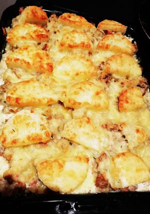 Tejszínes tepsis burgonya recept fotója