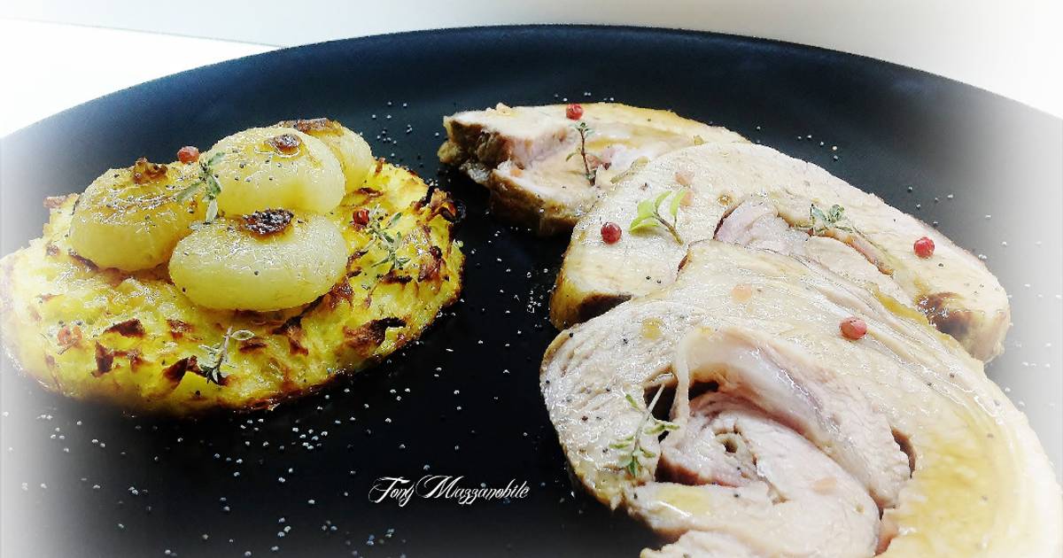 Ricetta Arrosto Di Vitello Con Rosti Di Patate E Cipolle Borettane Arrosto In Tegame Di Tony Mazzanobile Cookpad