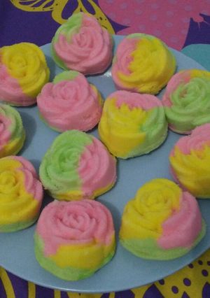 Foto resep Bolu Mawar Rainbow Kukus