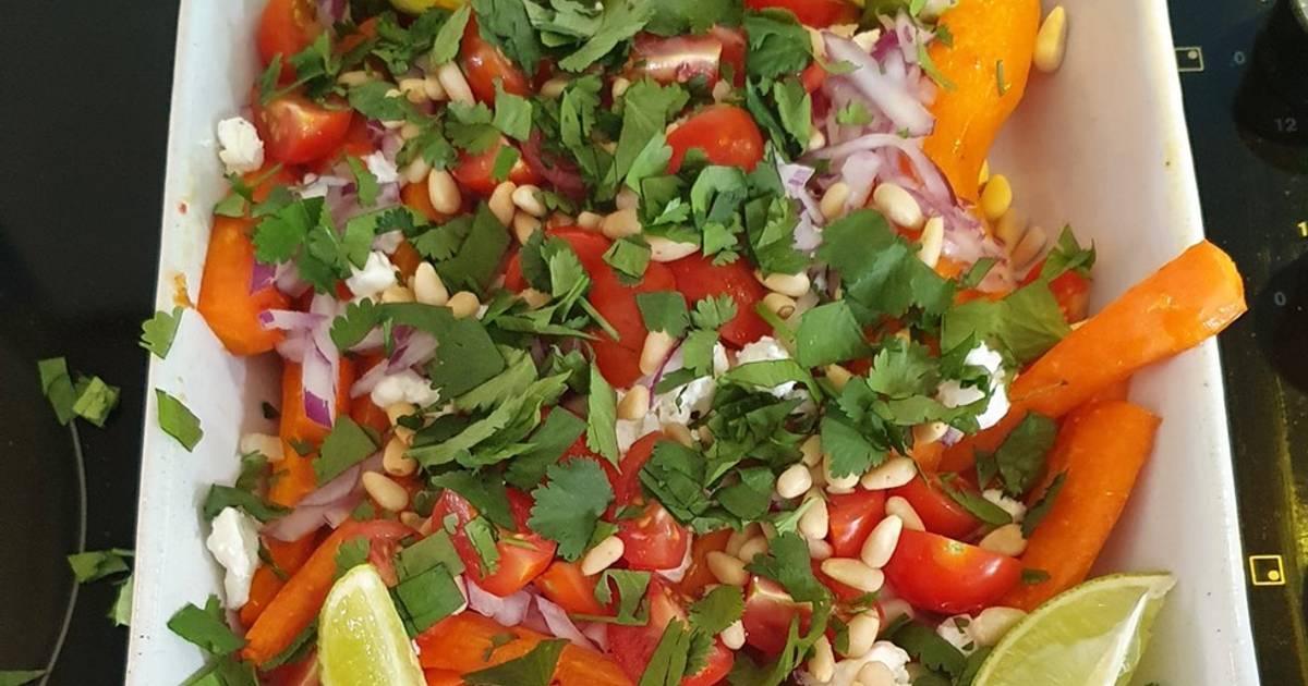 Roast Carrot Coriander Feta Salad Recipe By Chewing The Cud Cookpad