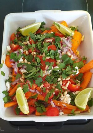 A picture of Roast carrot, coriander & feta salad.