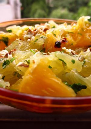 A picture of Sweet Lime + Orange Salad and 3 Cheers to Gagan Narang!!.