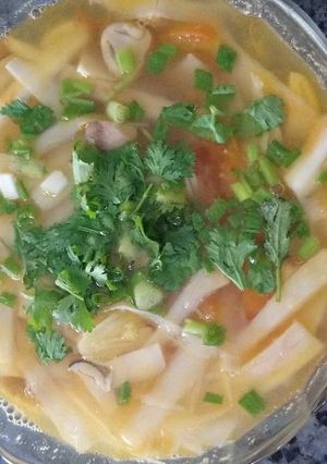 Hình của món Canh chua cổ hủ dừa chay.