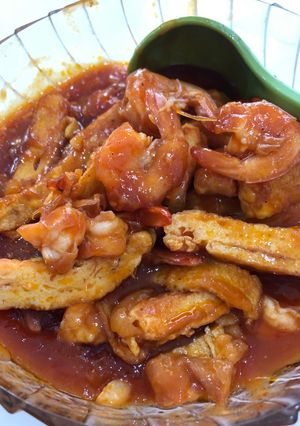 Foto resep Udang & telur dadar asam manis