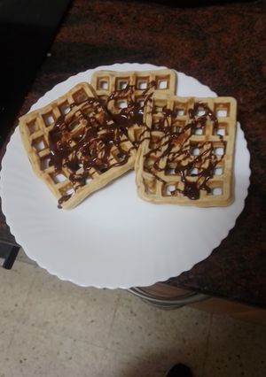Una foto de Gofres con chocolate