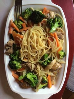 蔬菜雞肉白醬義大利麵 的食譜成品照片