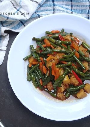 Foto resep Tumis kacang panjang, tempe