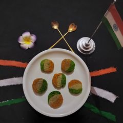 A picture of Tri color chanar sandesh.