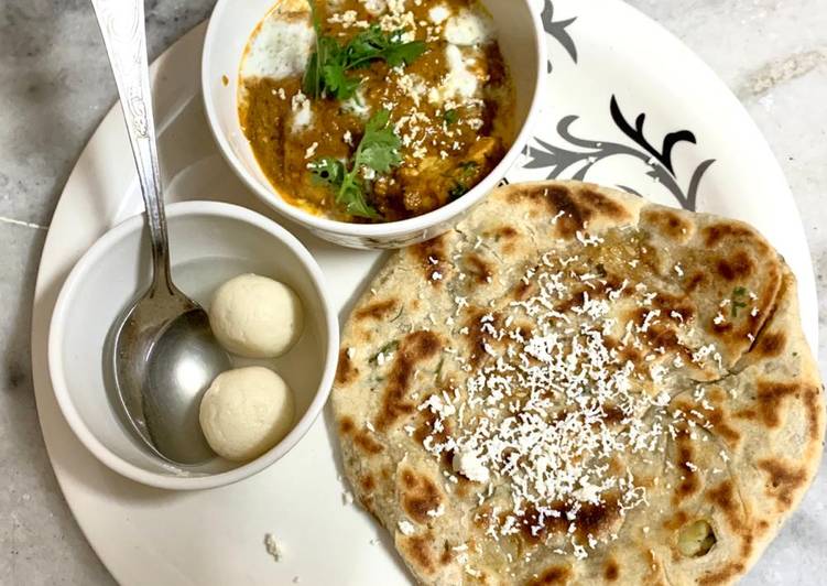 Stuffed paratha and butter masala paneer