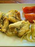 Sardinas fritas y verdura al horno
