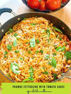 Foto resep Prawn Fettuccine with Tomato Sauce