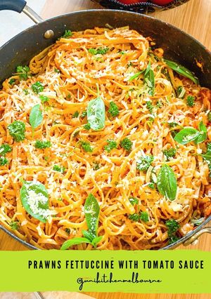 Foto resep Prawn Fettuccine with Tomato Sauce