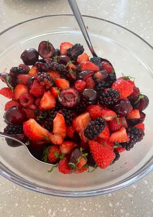 A picture of Red Berry Fruit Salad 🍒🍓.