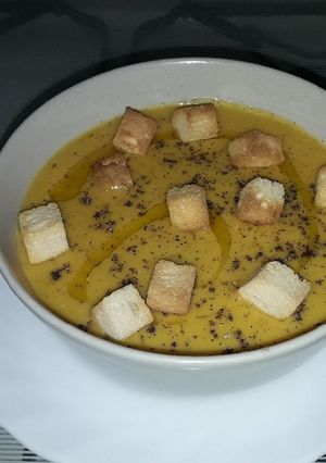 Una foto de Crema de calabaza y zanahoria