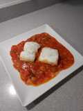 Bacalao al horno sobre cama de fritada