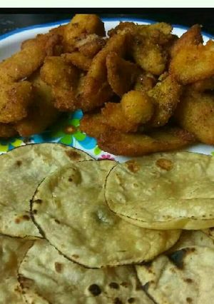 A picture of Chatpata Arbi Cutlets with Roti.