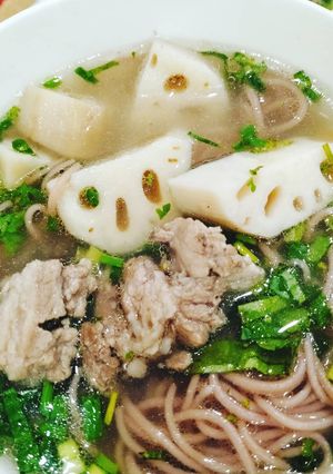 Hình của món Bún lứt sườn ninh củ sen #eatclean #healthy.
