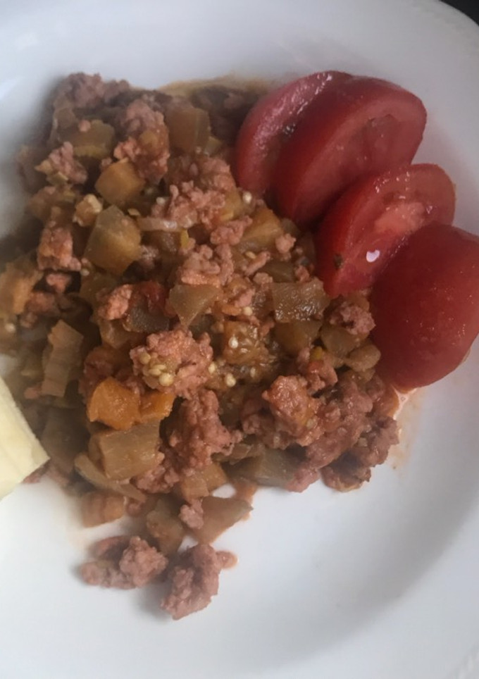 Una foto de Berenjenas guisadas con carne picada