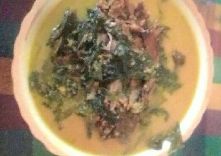 Gulai ikan salai paten dan daun ubi