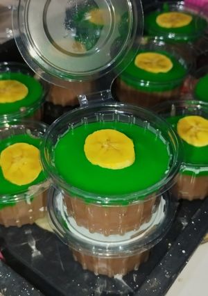 Foto resep Puding Roti Coklat Pandan Pisang