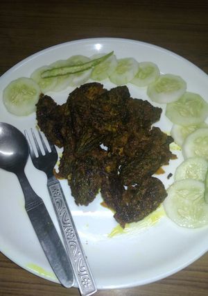 A picture of Stuffed masala karela / bittergourd.
