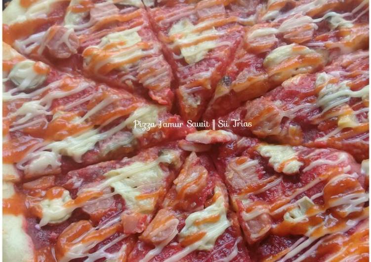 Resep Pizza Jamur Sawit (pakai teflon bisa oven bisa), Enak Banget