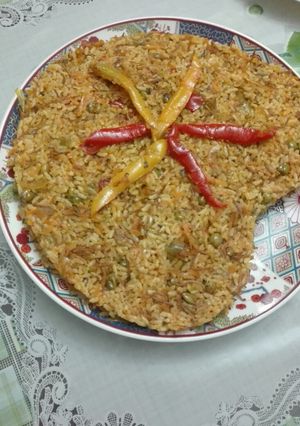 صورة لوصفة رز بالخضاربطعم الزنجبيل. (يستحق التجربة)👍👍👍👍