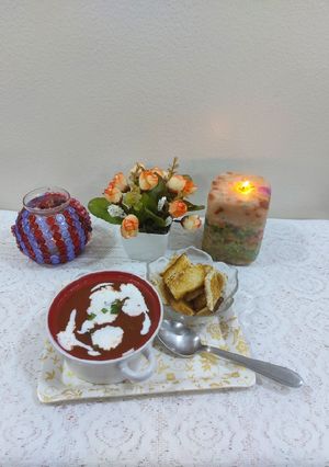 A picture of Carrot beetroot tomato soup.