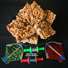 Murmura Chikki - Puffed Rice Jaggery Chikki - Mamra Chikki A picture of Murmura Chikki - Puffed Rice Jaggery Chikki - Mamra Chikki.